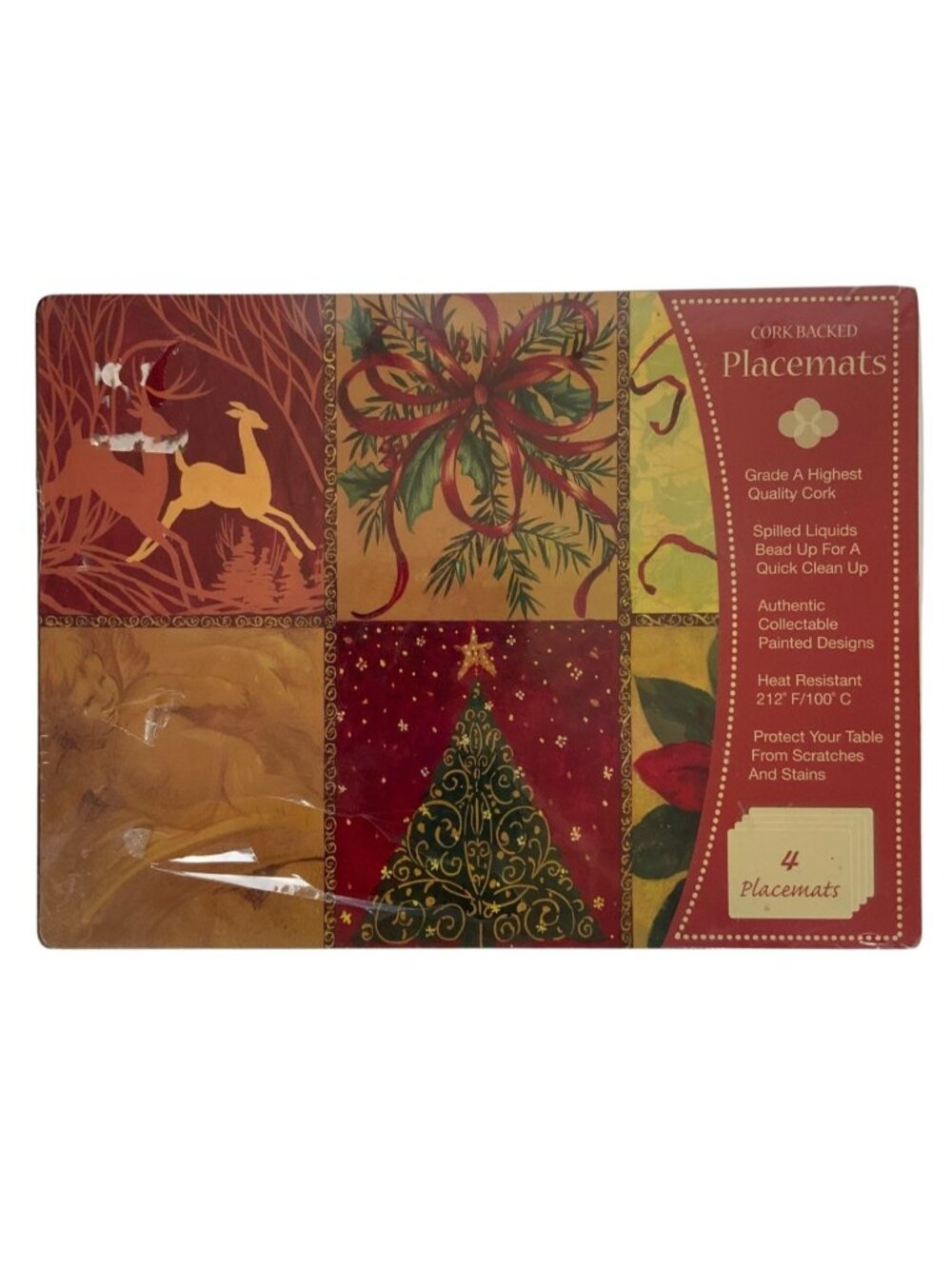 Cork Backed Christmas Placemats Set Of 4 With Heat Resistance By Benson Mills